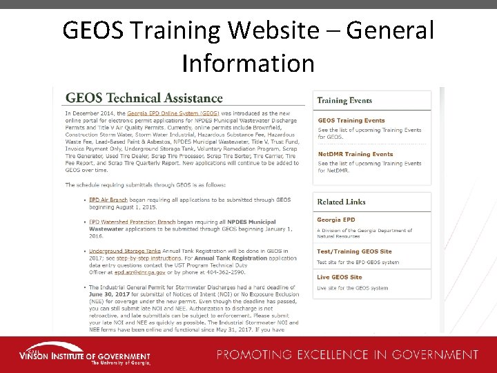 GEOS Training Website – General Information 