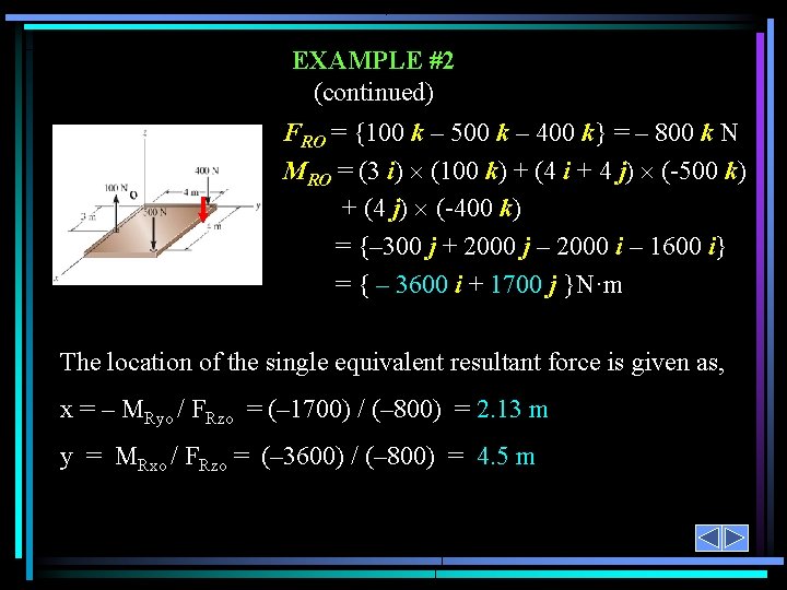 EXAMPLE #2 (continued) FRO = {100 k – 500 k – 400 k} =