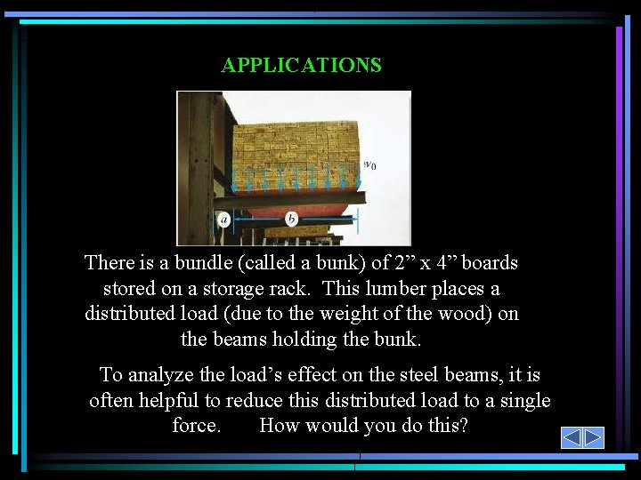 APPLICATIONS There is a bundle (called a bunk) of 2” x 4” boards stored