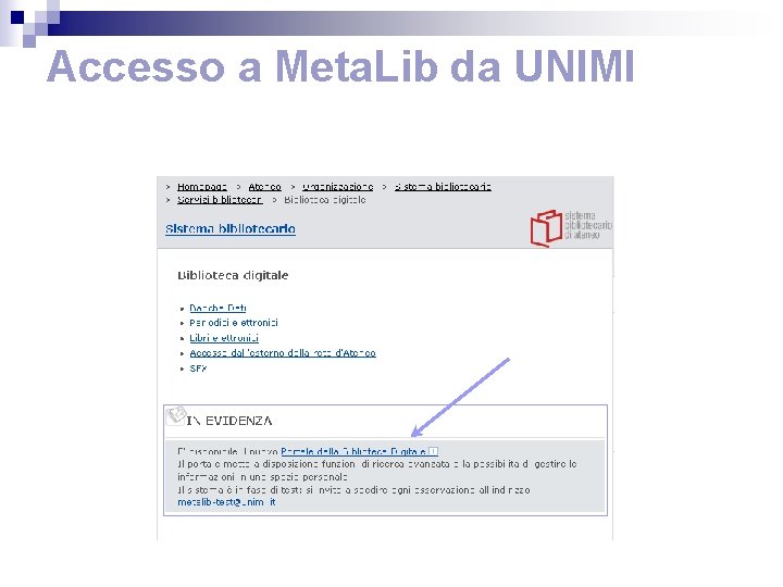 Accesso a Meta. Lib da UNIMI 