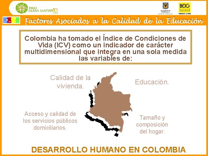 Colombia ha tomado el Índice de Condiciones de Vida (ICV) como un indicador de