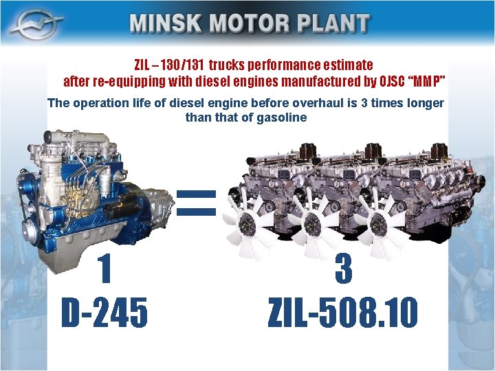 ZIL – 130/131 trucks performance estimate after re-equipping with diesel engines manufactured by OJSC