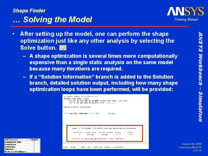 Shape Finder … Solving the Model Training Manual – A shape optimization is several