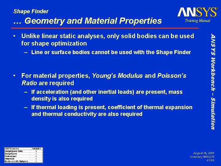 Shape Finder … Geometry and Material Properties Training Manual – Line or surface bodies