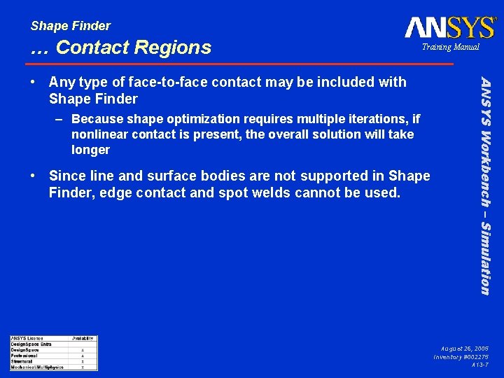 Shape Finder … Contact Regions Training Manual – Because shape optimization requires multiple iterations,
