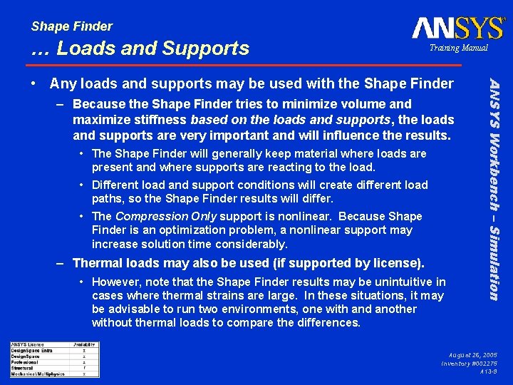 Shape Finder … Loads and Supports Training Manual – Because the Shape Finder tries