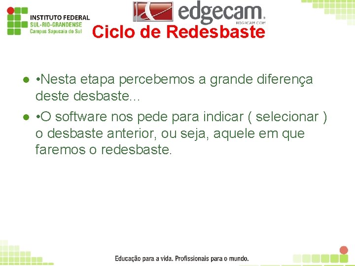 Ciclo de Redesbaste l • Nesta etapa percebemos a grande diferença deste desbaste. .