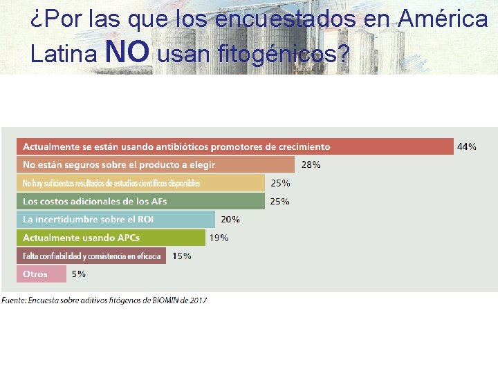 ¿Por las que los encuestados en América Latina NO usan fitogénicos? 