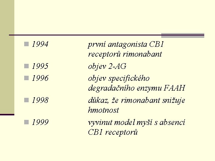 n 1994 n 1995 n 1996 n 1998 n 1999 první antagonista CB 1