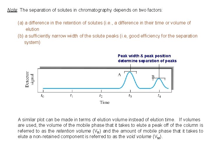 Note: The separation of solutes in chromatography depends on two factors: (a) a difference