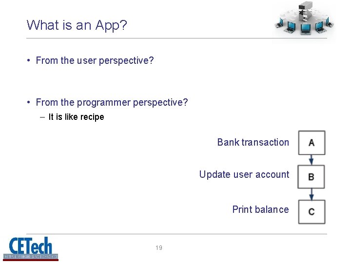 What is an App? • From the user perspective? • From the programmer perspective?