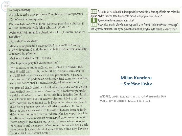 Milan Kundera – Směšné lásky ANDREE, Lukáš. Literatura pro 4. ročník středních škol. Vyd.
