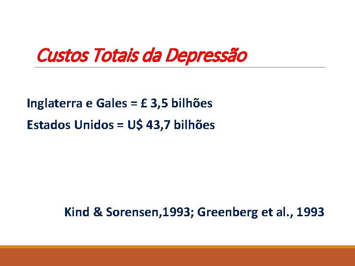 Custos Totais da Depressão Inglaterra e Gales = £ 3, 5 bilhões Estados Unidos
