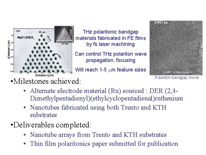 THz polaritonic bandgap materials fabricated in FE films by fs laser machining Can control