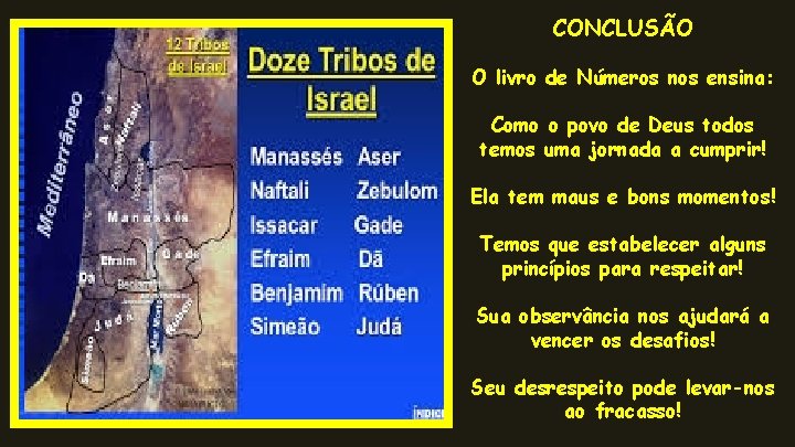 CONCLUSÃO O livro de Números nos ensina: Como o povo de Deus todos temos CONCLUSÃO O livro de Números nos ensina: Como o povo de Deus todos temos