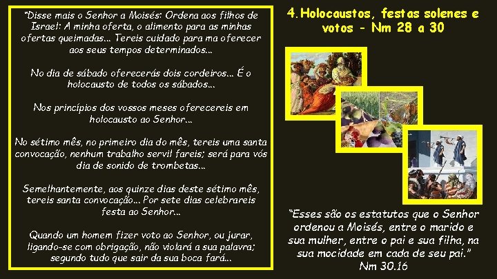 “Disse mais o Senhor a Moisés: Ordena aos filhos de Israel: A minha oferta, “Disse mais o Senhor a Moisés: Ordena aos filhos de Israel: A minha oferta,