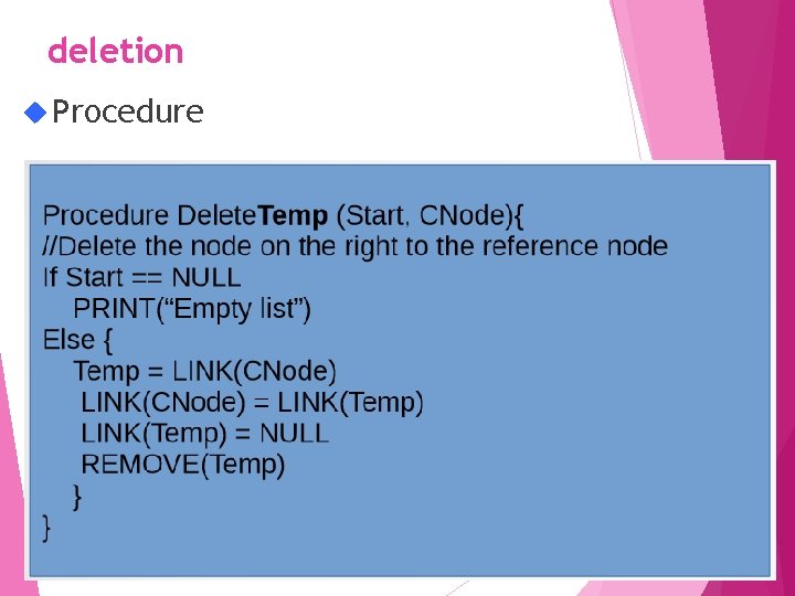 deletion Procedure 