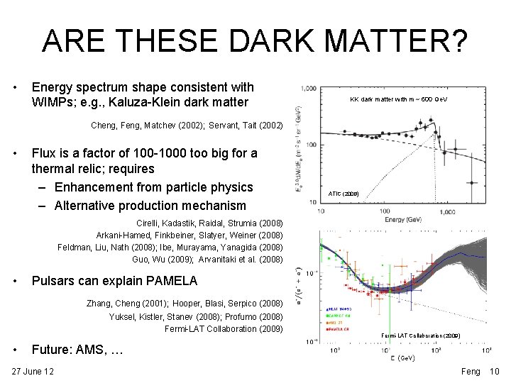 ARE THESE DARK MATTER? • Energy spectrum shape consistent with WIMPs; e. g. ,