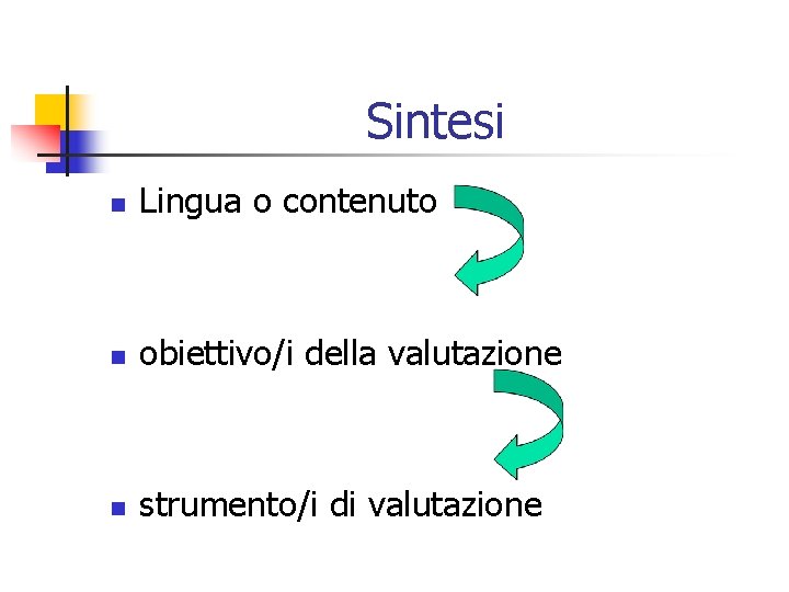 Sintesi n Lingua o contenuto n obiettivo/i della valutazione n strumento/i di valutazione 