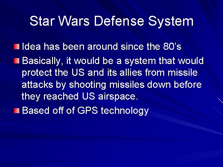 Star Wars Defense System Idea has been around since the 80’s Basically, it would