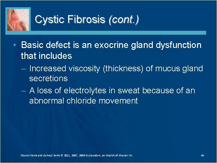 Cystic Fibrosis (cont. ) • Basic defect is an exocrine gland dysfunction that includes Cystic Fibrosis (cont. ) • Basic defect is an exocrine gland dysfunction that includes
