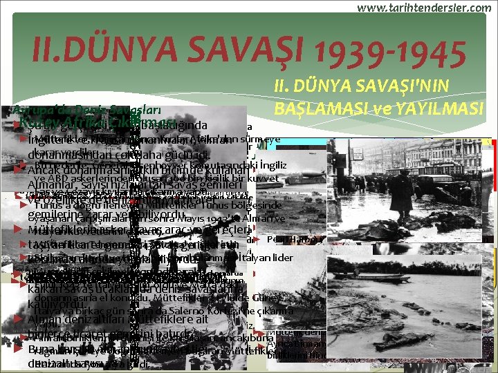 www. tarihtendersler. com II. DÜNYA SAVAŞI 1939 -1945 II. DÜNYA SAVAŞI'NIN BAŞLAMASI ve YAYILMASI