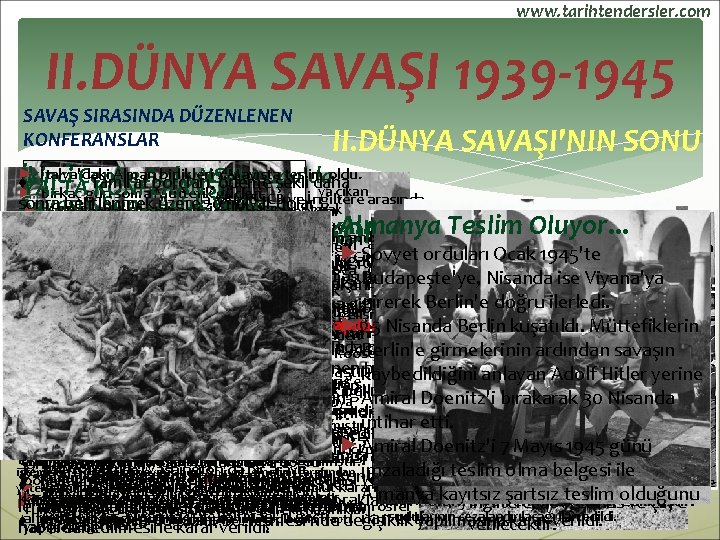 www. tarihtendersler. com II. DÜNYA SAVAŞI 1939 -1945 SAVAŞ SIRASINDA DÜZENLENEN KONFERANSLAR II. DÜNYA