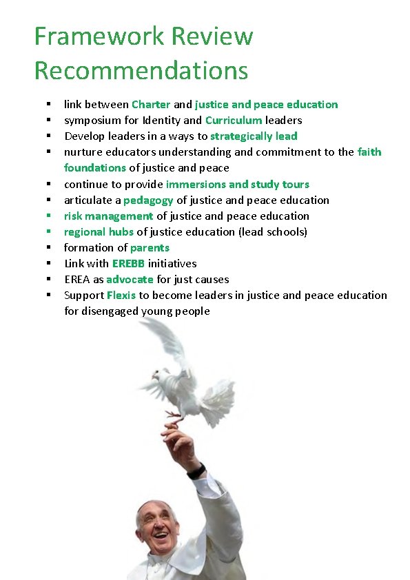 Framework Review Recommendations link between Charter and justice and peace education symposium for Identity