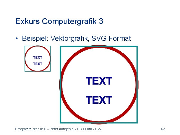 Exkurs Computergrafik 3 • Beispiel: Vektorgrafik, SVG-Format Programmieren in C - Peter Klingebiel -