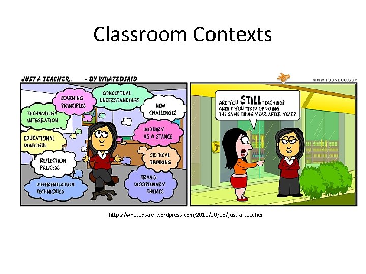 Classroom Contexts http: //whatedsaid. wordpress. com/2010/10/13/just-a-teacher 