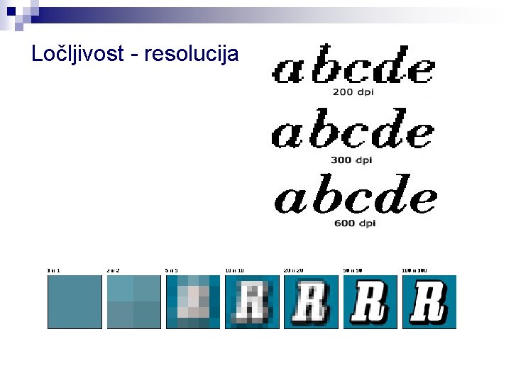 Ločljivost - resolucija Ločljivost - resolucija