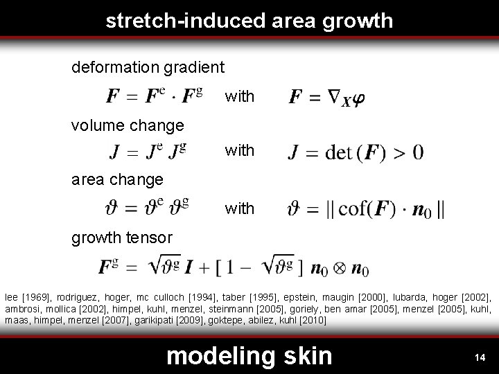 stretch-induced area growth deformation gradient with volume change with area change with growth tensor