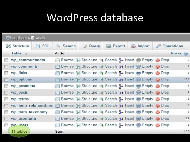 Word. Press database 
