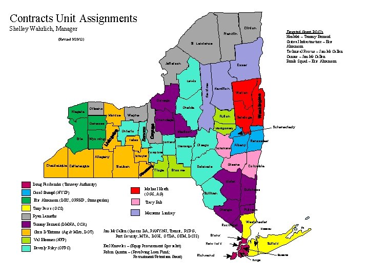 Contracts Unit Assignments Shelley Wahrlich, Manager Clinton Targeted Grant POC’s Haz. Mat – Tammy