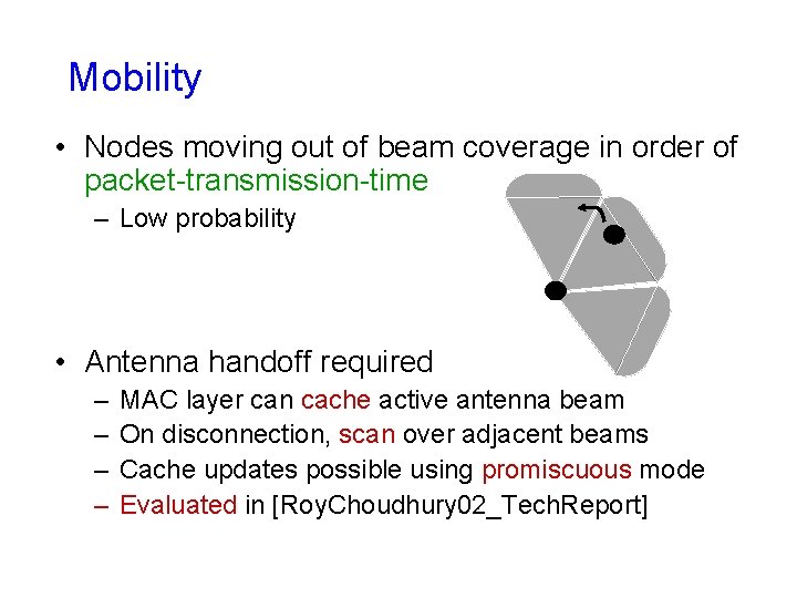 Mobility • Nodes moving out of beam coverage in order of packet-transmission-time – Low Mobility • Nodes moving out of beam coverage in order of packet-transmission-time – Low