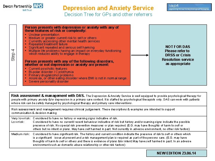 Depression and Anxiety Service Step 4 Decision Tree for GPs and other referrers Person