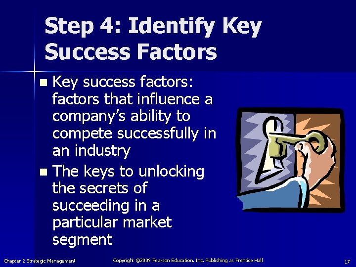 Step 4: Identify Key Success Factors Key success factors: factors that influence a company’s