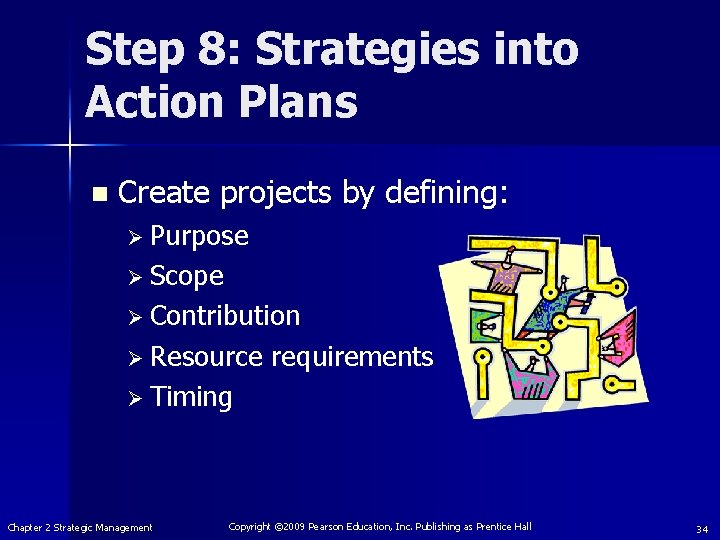 Step 8: Strategies into Action Plans n Create projects by defining: Ø Purpose Ø