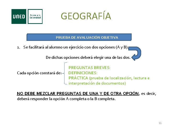 GEOGRAFÍA PRUEBA DE AVALUACIÓN OBJETIVA 1. Se facilitará al alumno un ejercicio con dos