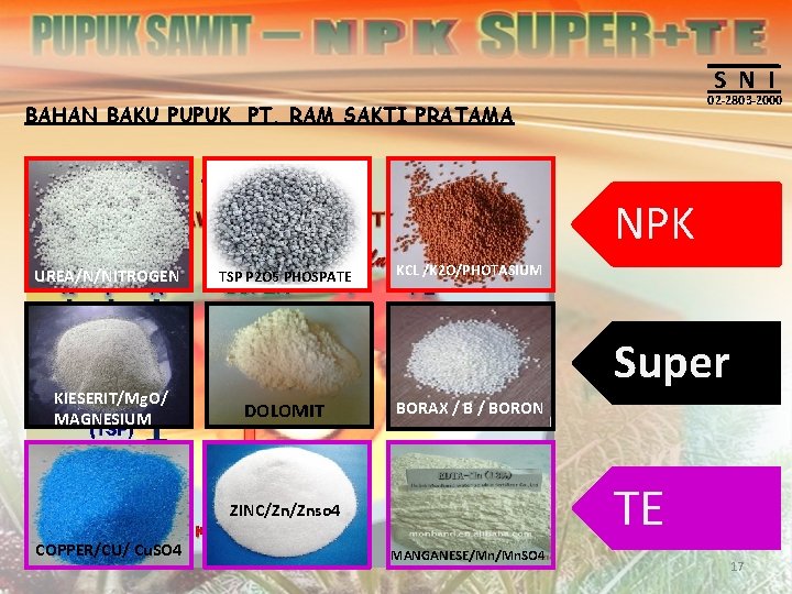 S N I 02 -2803 -2000 BAHAN BAKU PUPUK PT. RAM SAKTI PRATAMA NPK