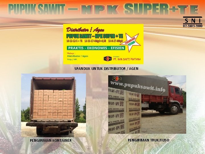 S N I 02 -2803 -2000 SPANDUK UNTUK DISTRIBUTOR / AGEN PENGIRIMAN KONTAINER PENGIRIMAN