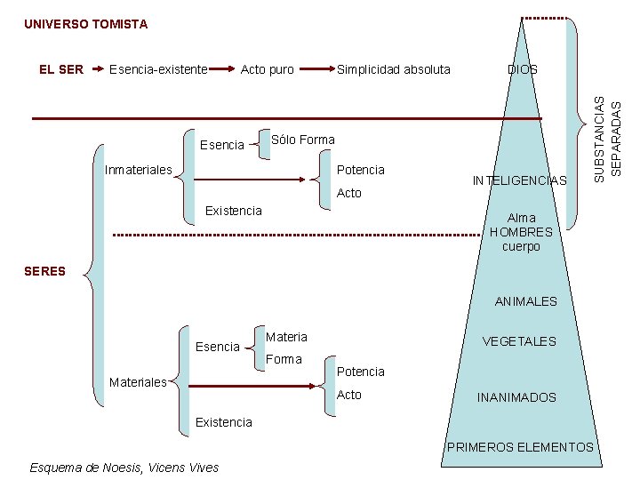 UNIVERSO TOMISTA Esencia-existente Acto puro Esencia Simplicidad absoluta DIOS Sólo Forma Inmateriales Potencia Acto