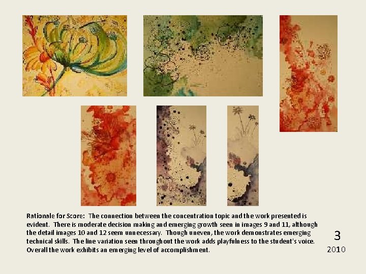 Rationale for Score:  The connection between the concentration topic and the work presented is