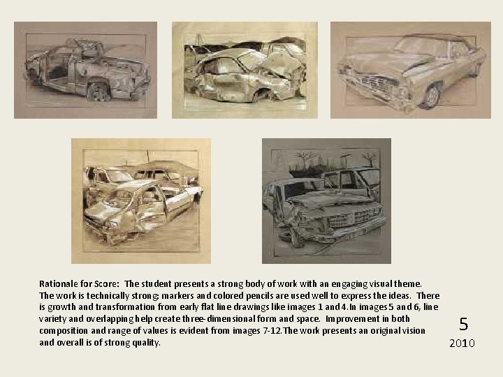 Rationale for Score:  The student presents a strong body of work with an engaging