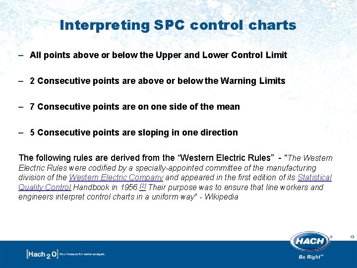 Interpreting SPC control charts – All points above or below the Upper and Lower