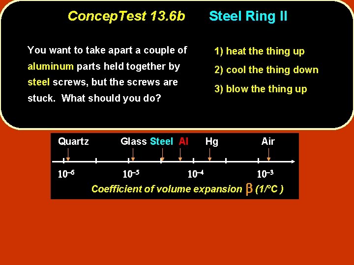 Concep. Test 13. 6 b Steel Ring II You want to take apart a