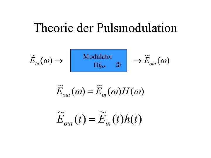 Theorie der Pulsmodulation Modulator H( ) 