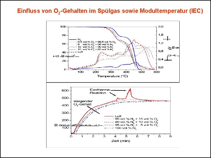 Einfluss von O 2 -Gehalten im Spülgas sowie Modultemperatur (IEC) 