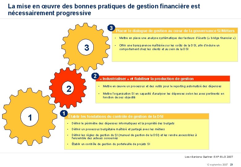 La mise en œuvre des bonnes pratiques de gestion financière est nécessairement progressive 3
