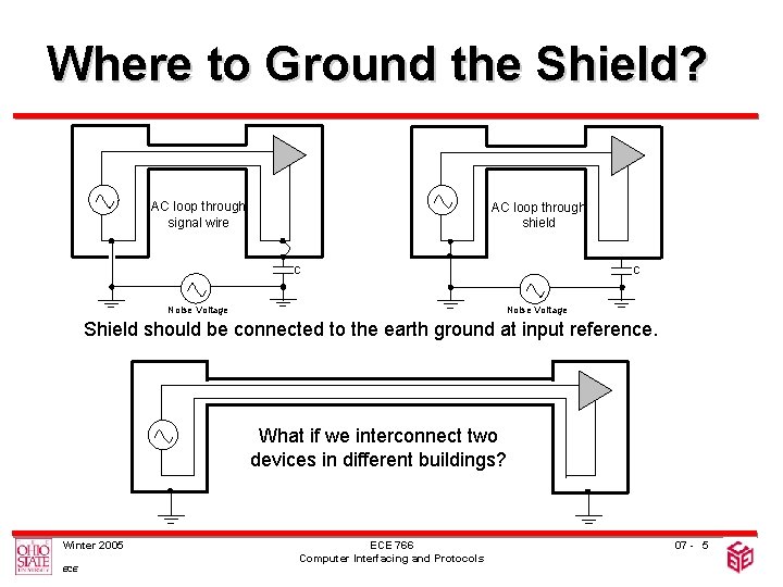 Where to Ground the Shield? AC loop through signal wire AC loop through shield